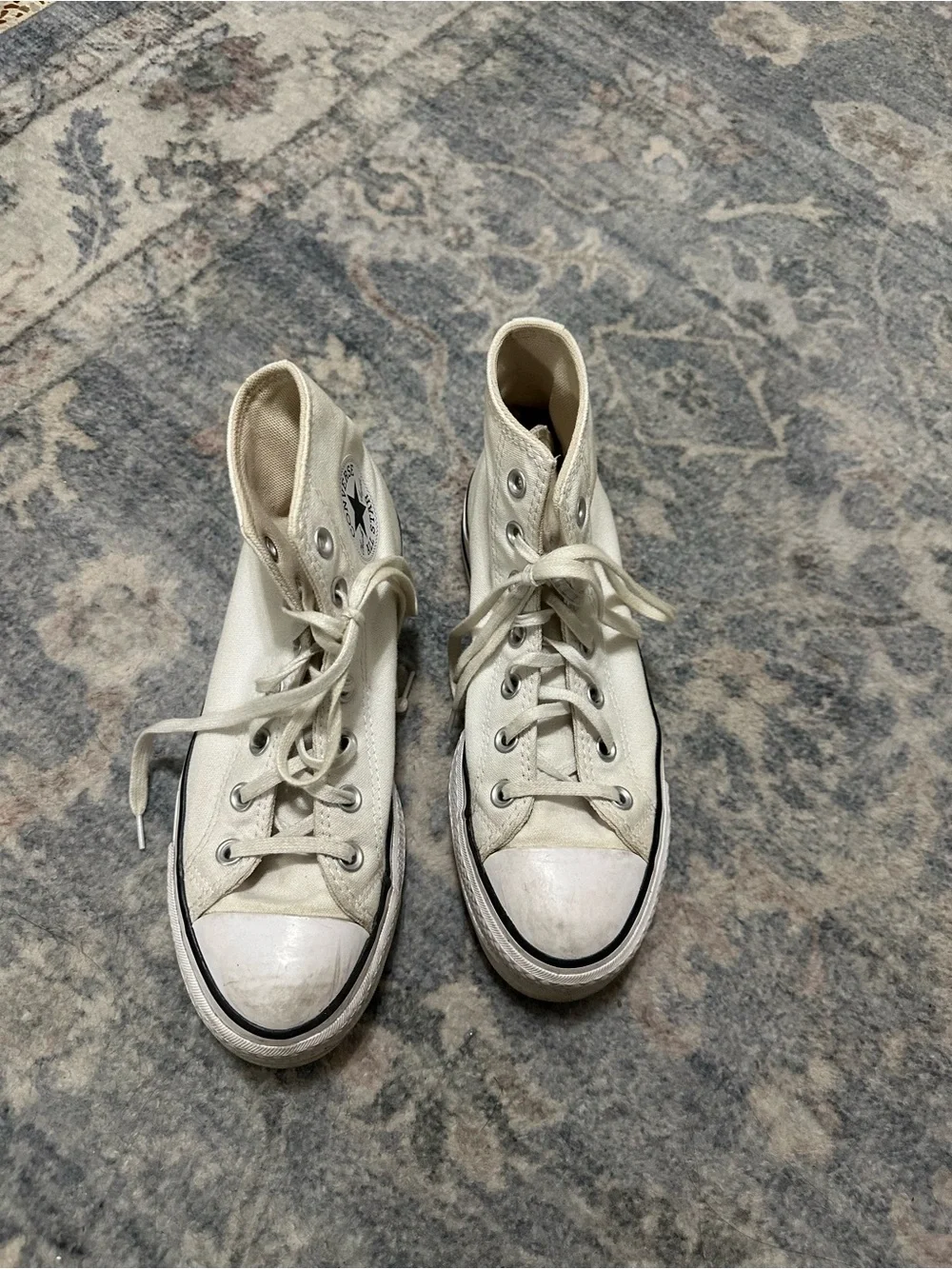Converse White High-Top Canvas Sneakers with Black Trim